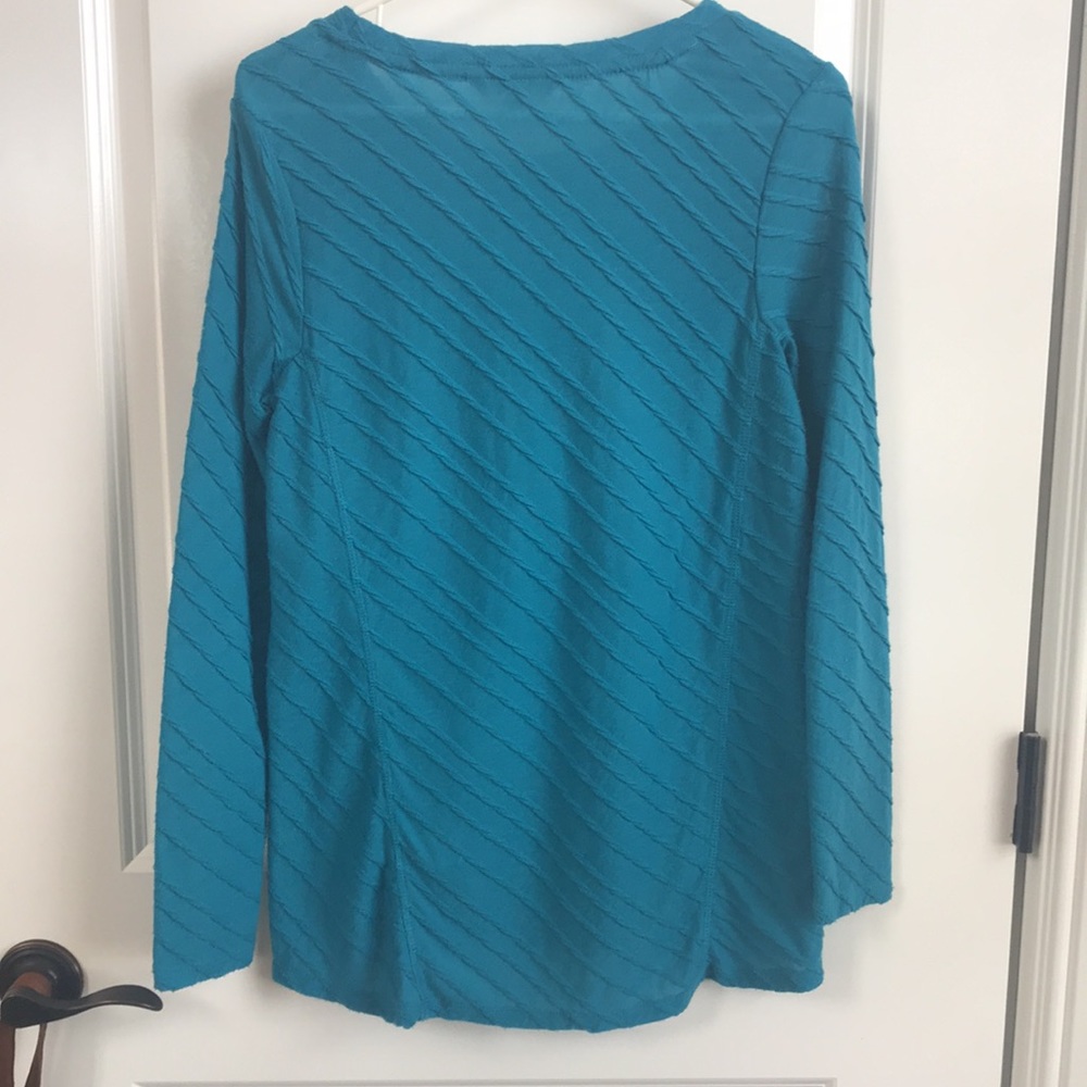 🟢Turquoise Diagonal Knit Top - Picture 2 of 8